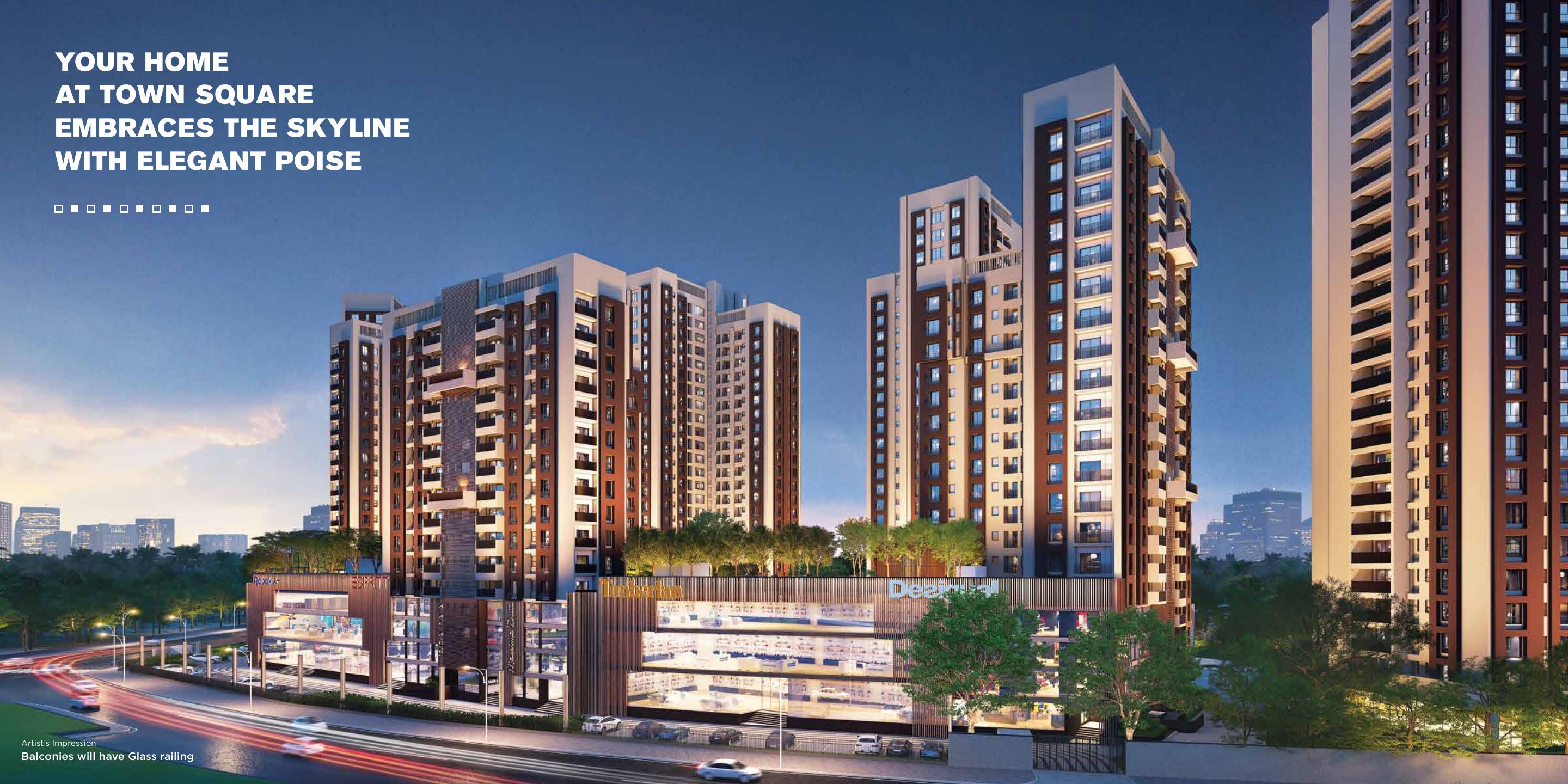Srijan TownSquare residential towers and landscaped podium, New Town Kolkata