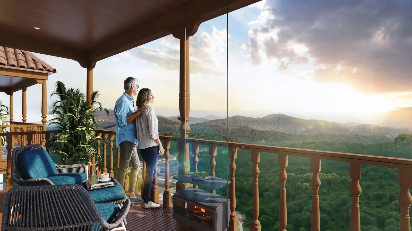 Rishikesh One by ETH Infra balcony overlooking the wooded hills at sunrise, Haridwar–Rishikesh Road, Rishikesh