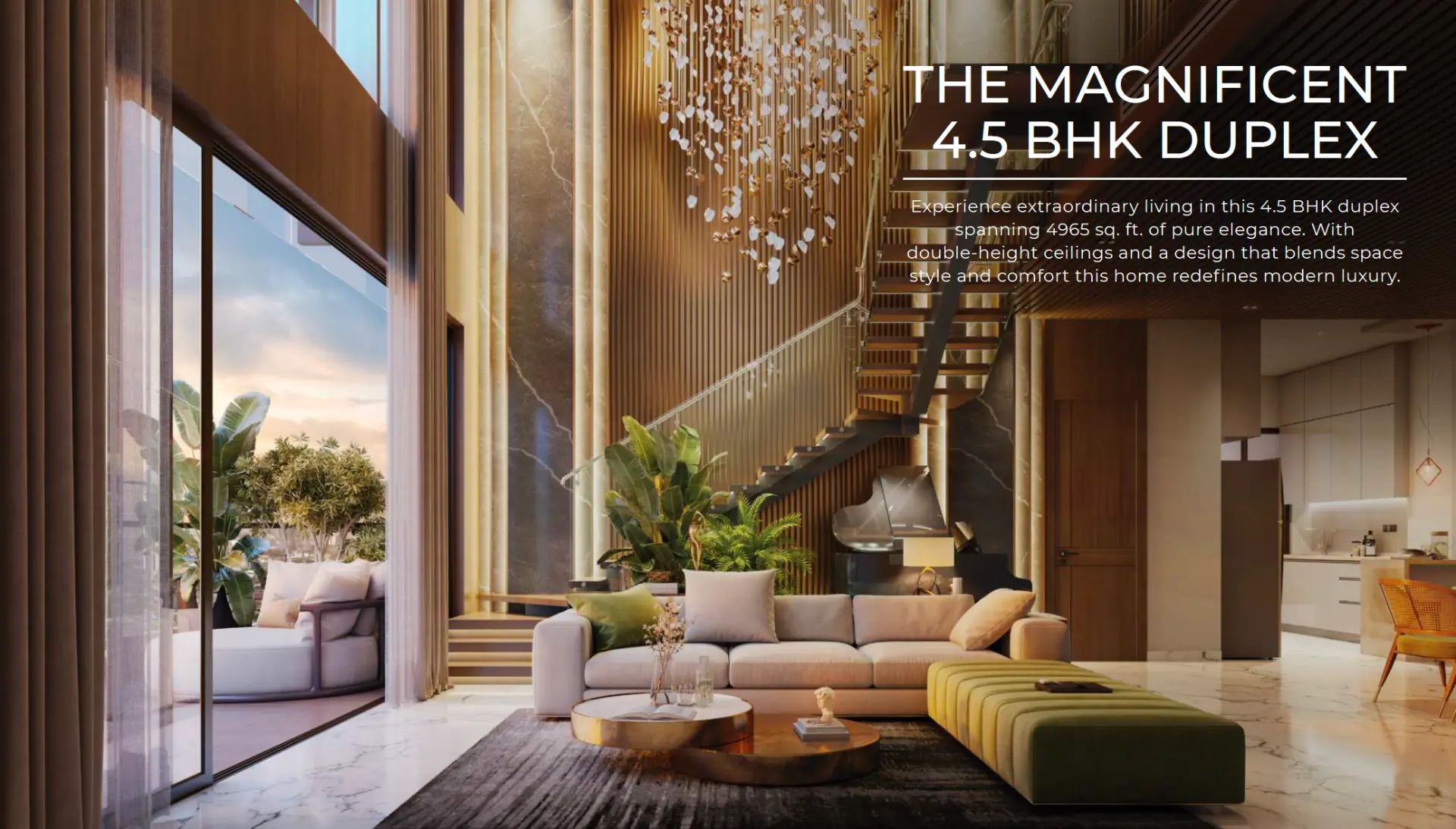 Srijan Palladina 4.5 BHK duplex living room interior, EM Bypass Kolkata