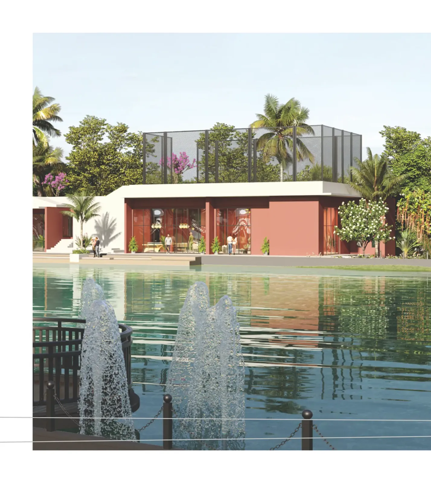 DTC Stillwaters clubhouse beside the lily pond with fountains, Rajarhat, New Town