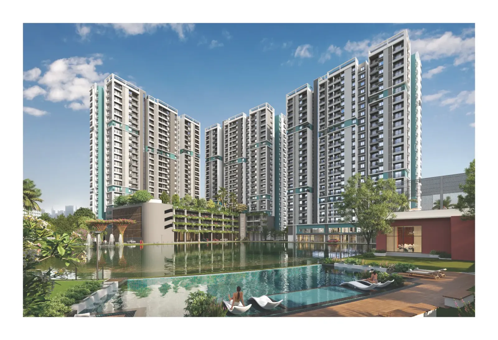 DTC Stillwaters by DTC Group – towers around the lily pond, Rajarhat, New Town