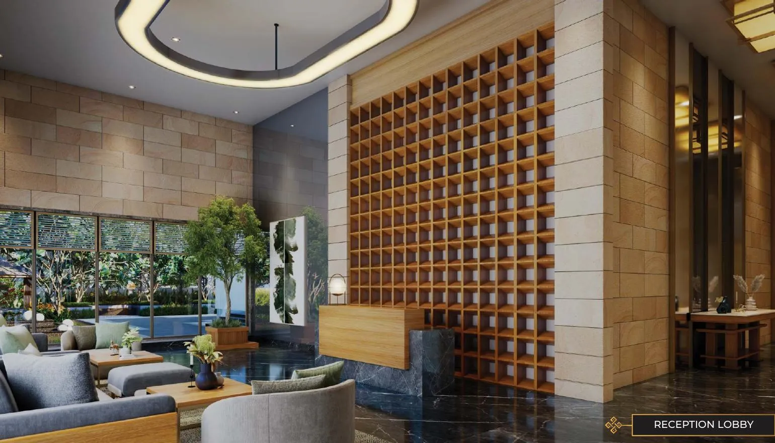 Srijan Palladina entrance lobby interior, EM Bypass Kolkata