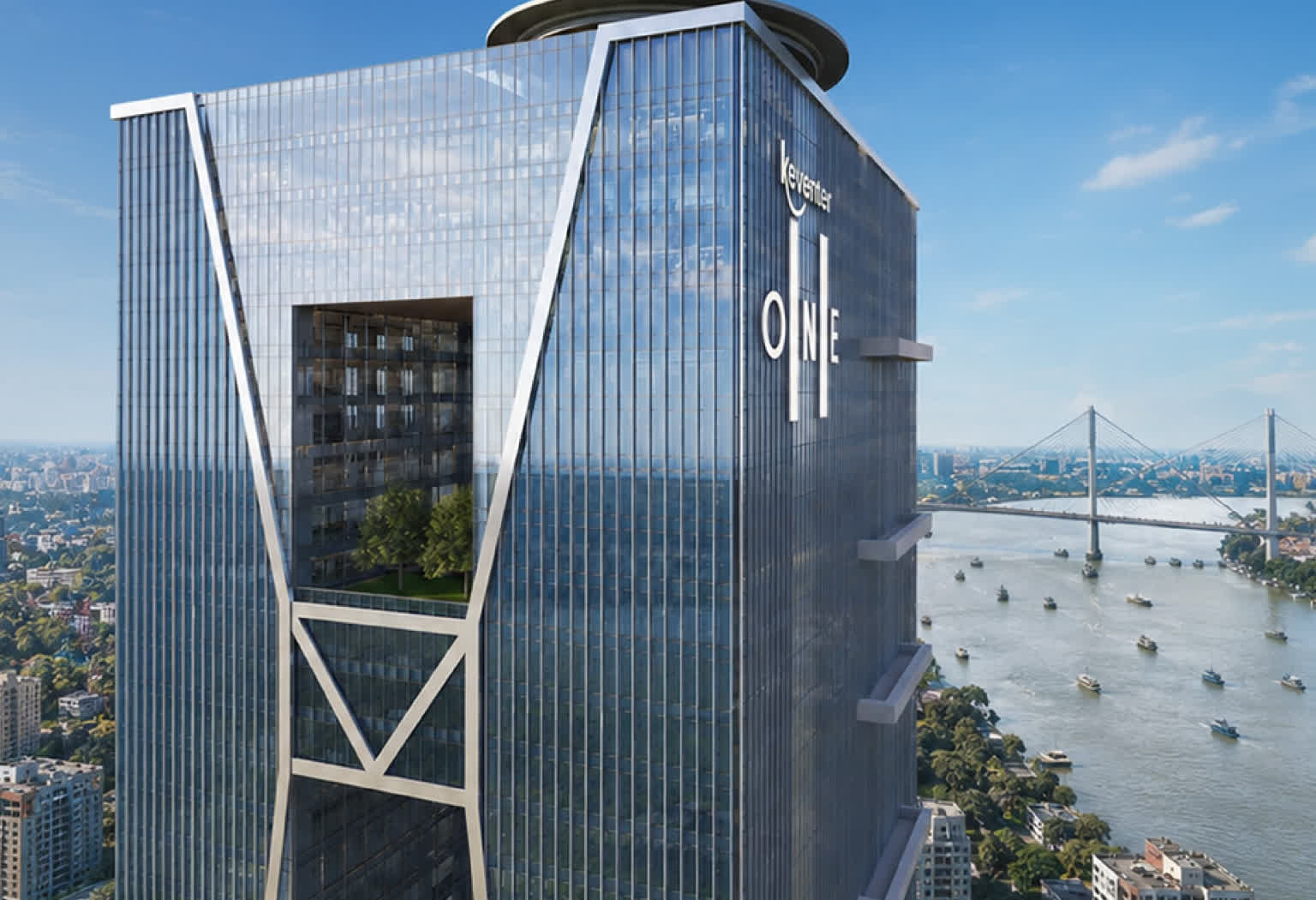 Keventer One twin commercial towers overlooking the Ganga, Dalhousie Kolkata